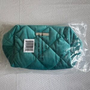 La Mer New Teal Quilted Velvet Cosmetic Pouch